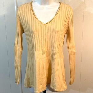 Belldini Embellished Ribbed V-neck Sweater Top NWT size L